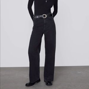 zara black high waist wide leg jeans